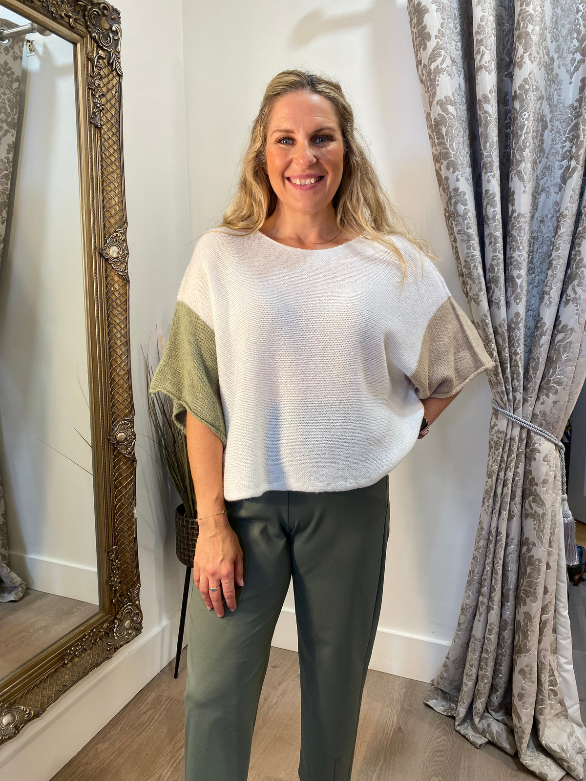 Cream/Khaki Knit
