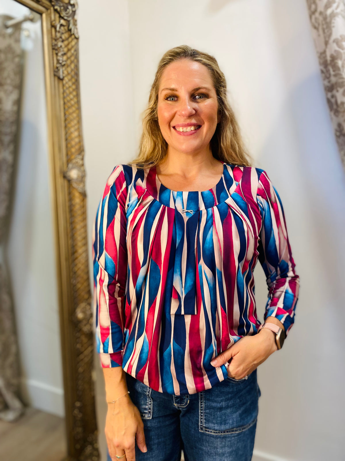YEW Bow Broach Top - Berry
