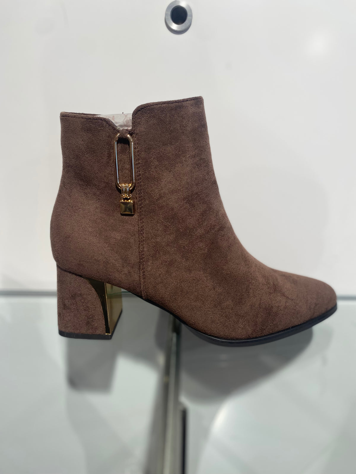 Gold Trim Ankle Boot - Brown