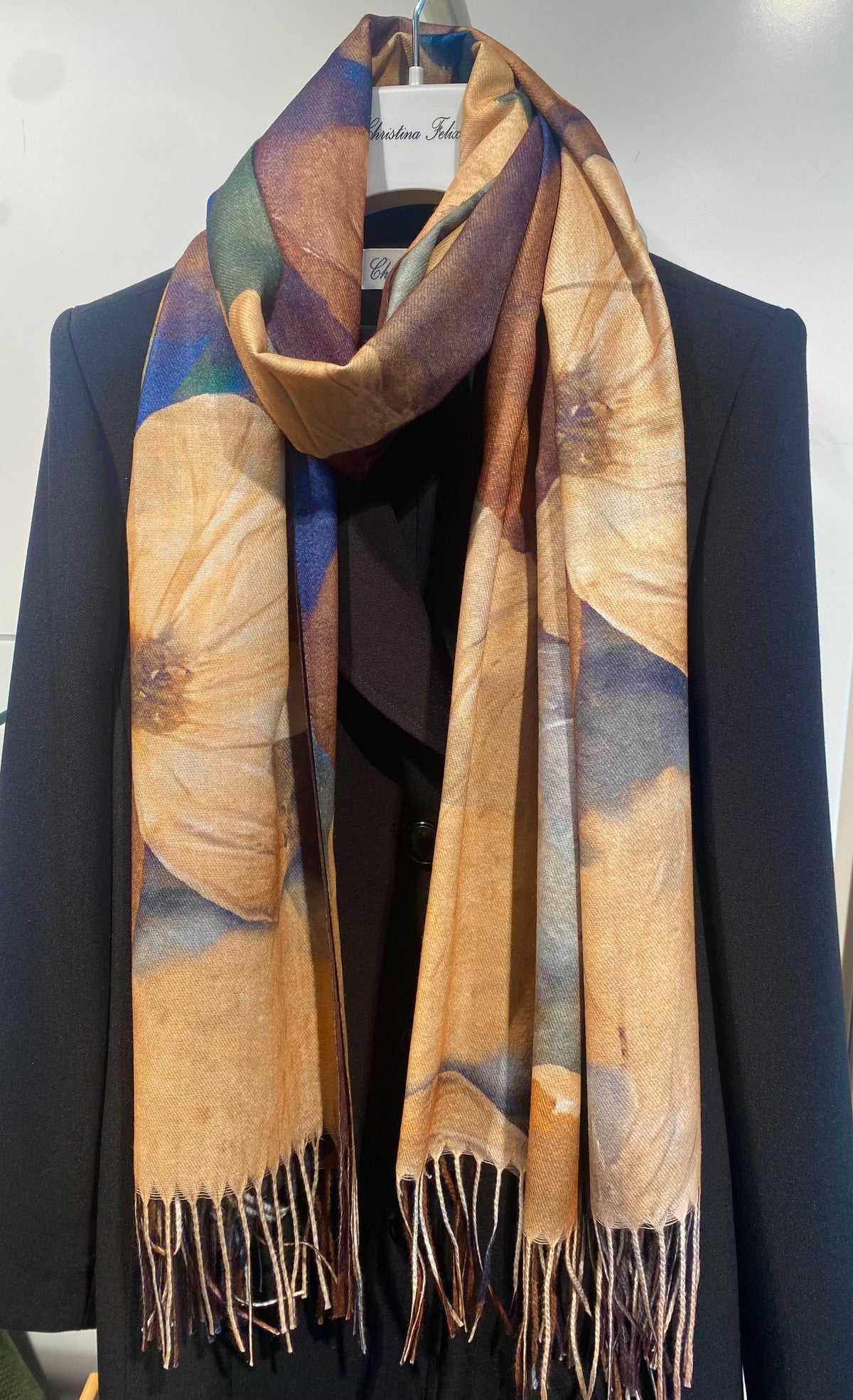 Flower Scarf - Camel