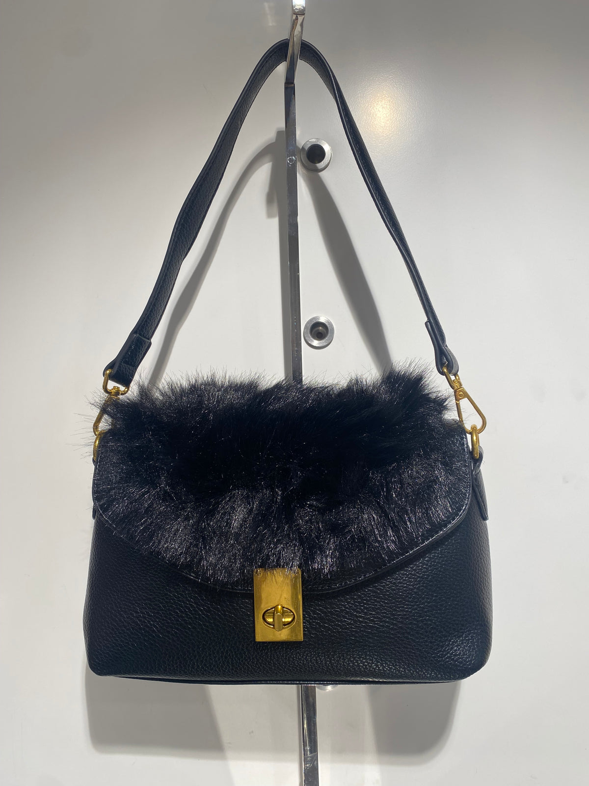 Fur Handbag - Black