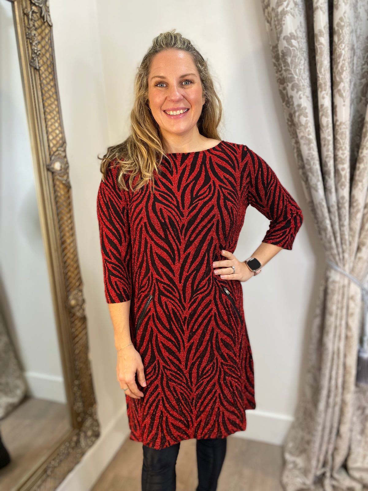 Vegas Shimmer Dress - Red