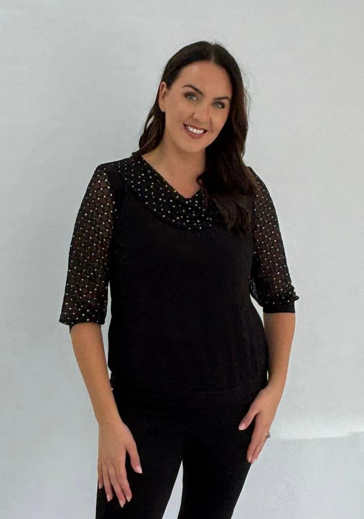 YEW Cowel Top - Black Sparkle