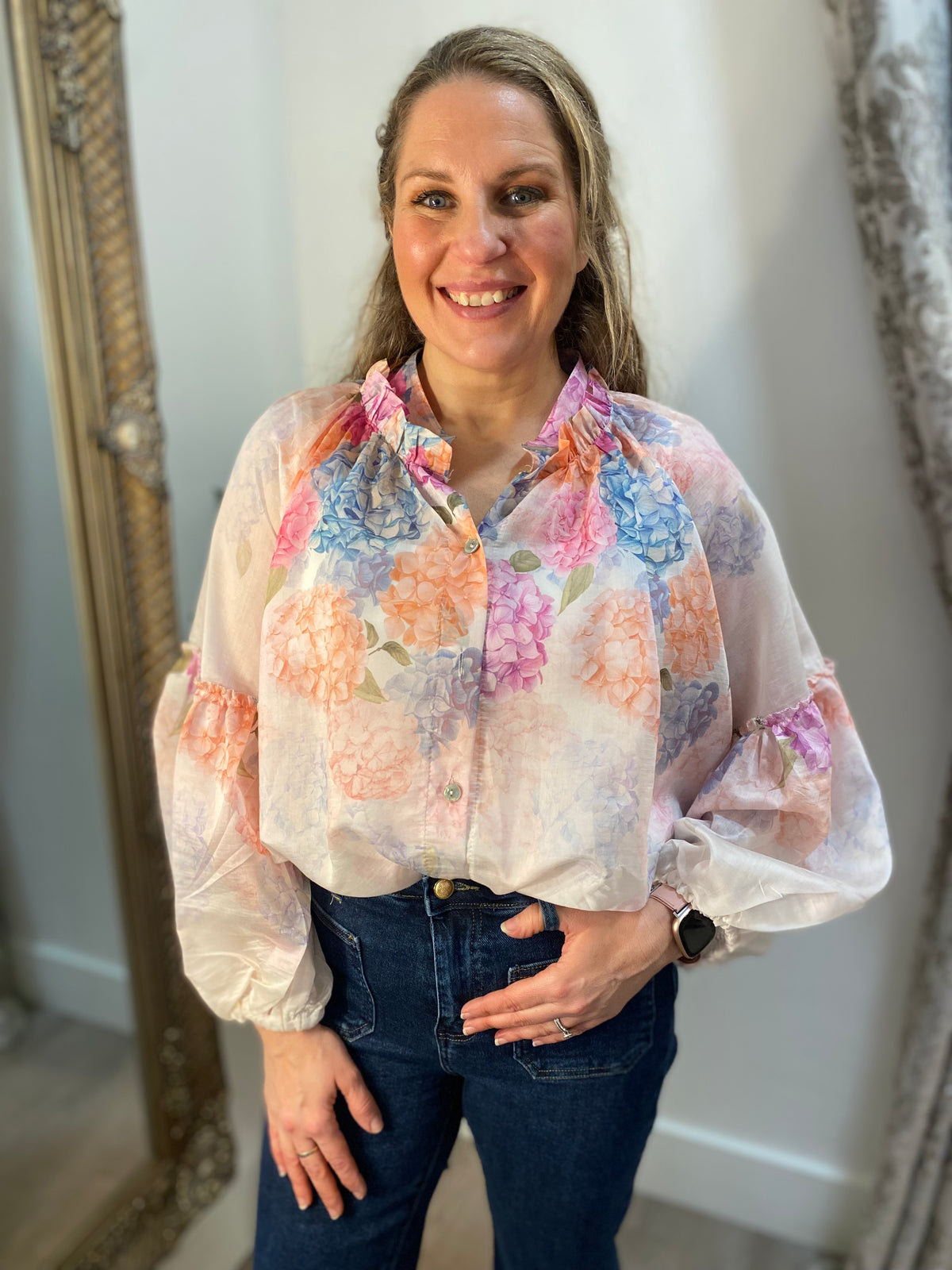 Noeline Print Blouse - Pink