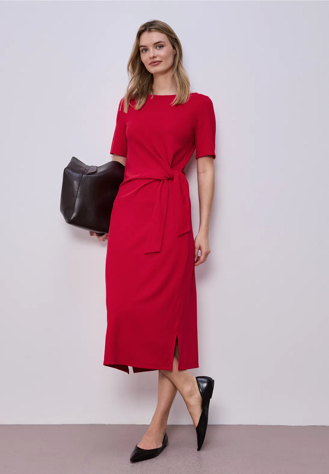 Knot Jersey Dress_solid        salsa red                      144794