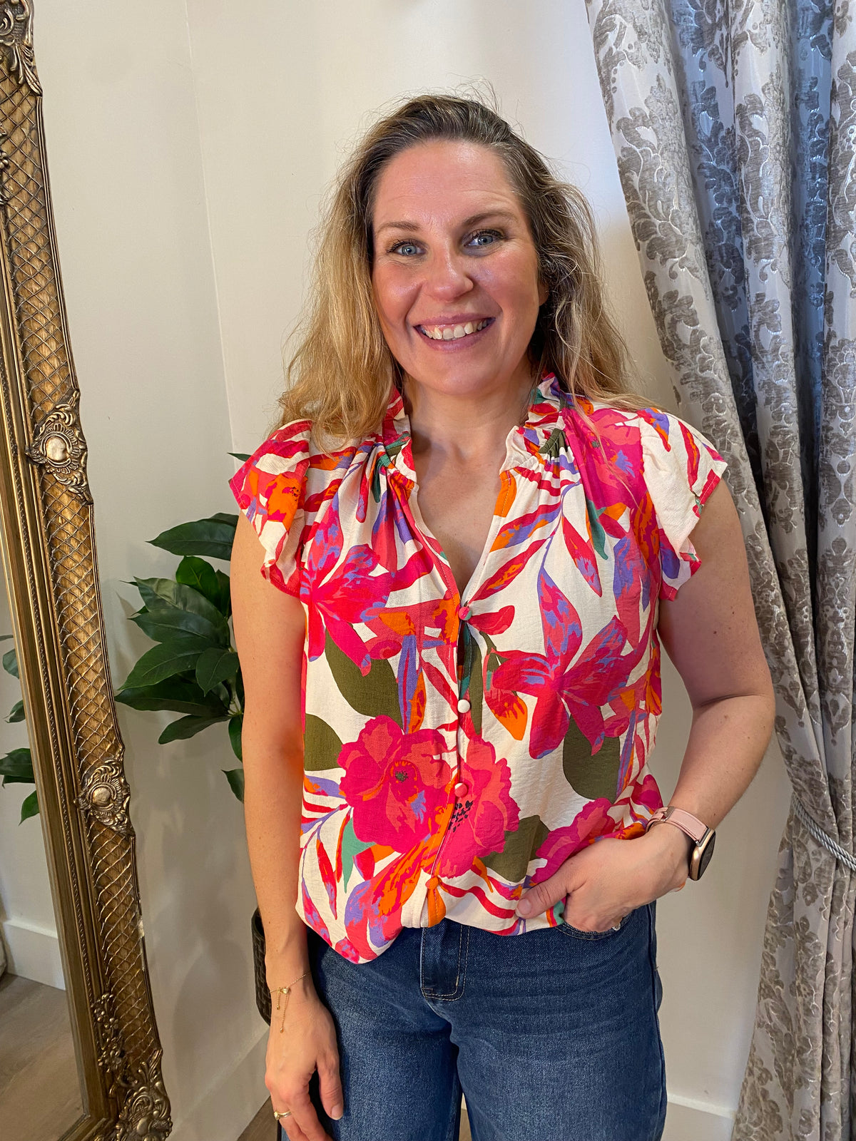 Print Blouse - Fuchsia