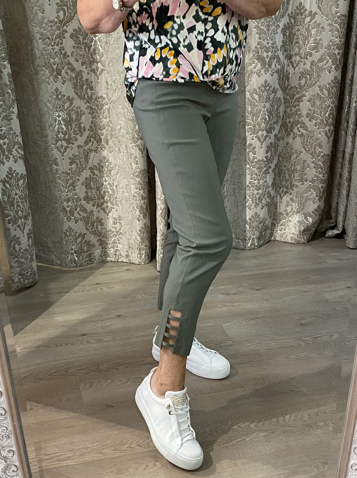 ROBELL Lena Cropped Trs - Khaki