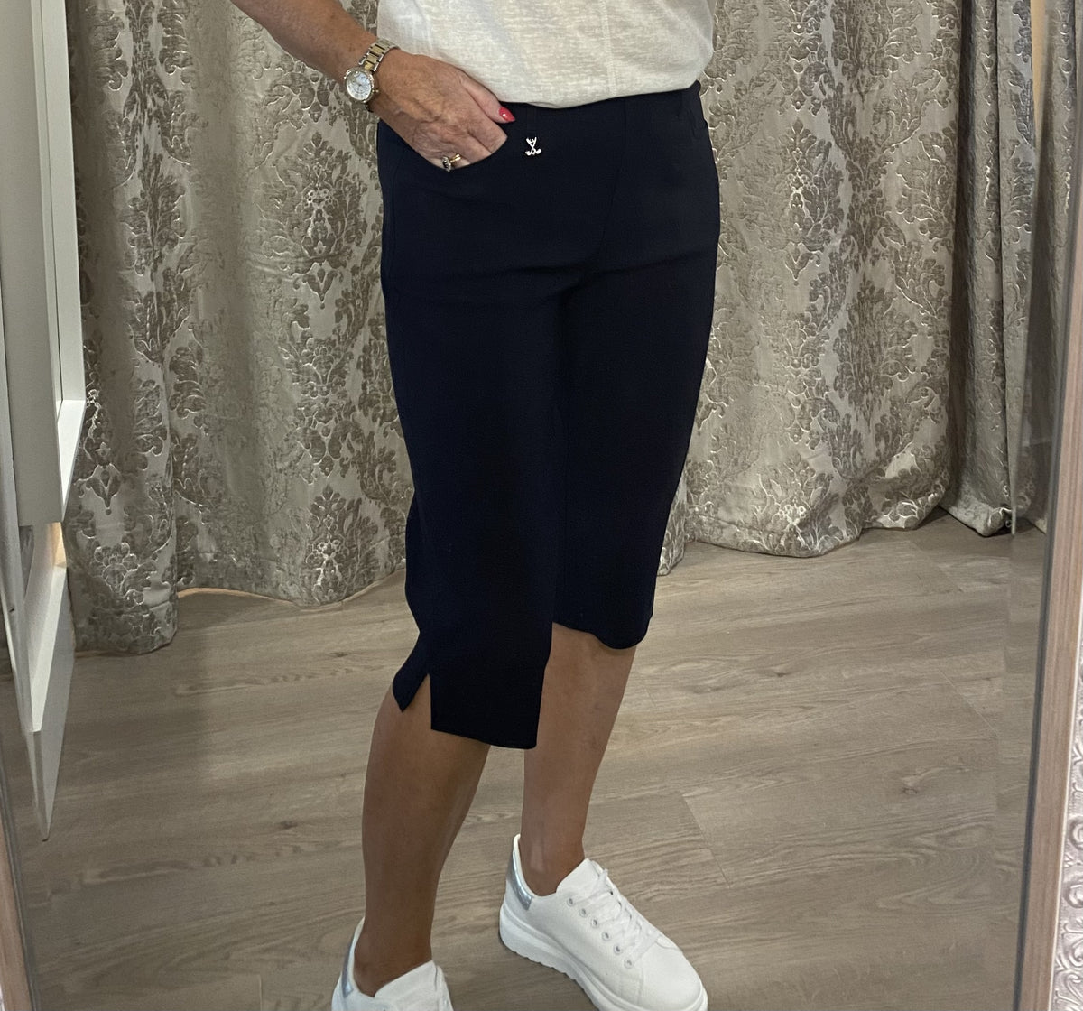 ROBELL Lexi Knee Length Shorts - Navy