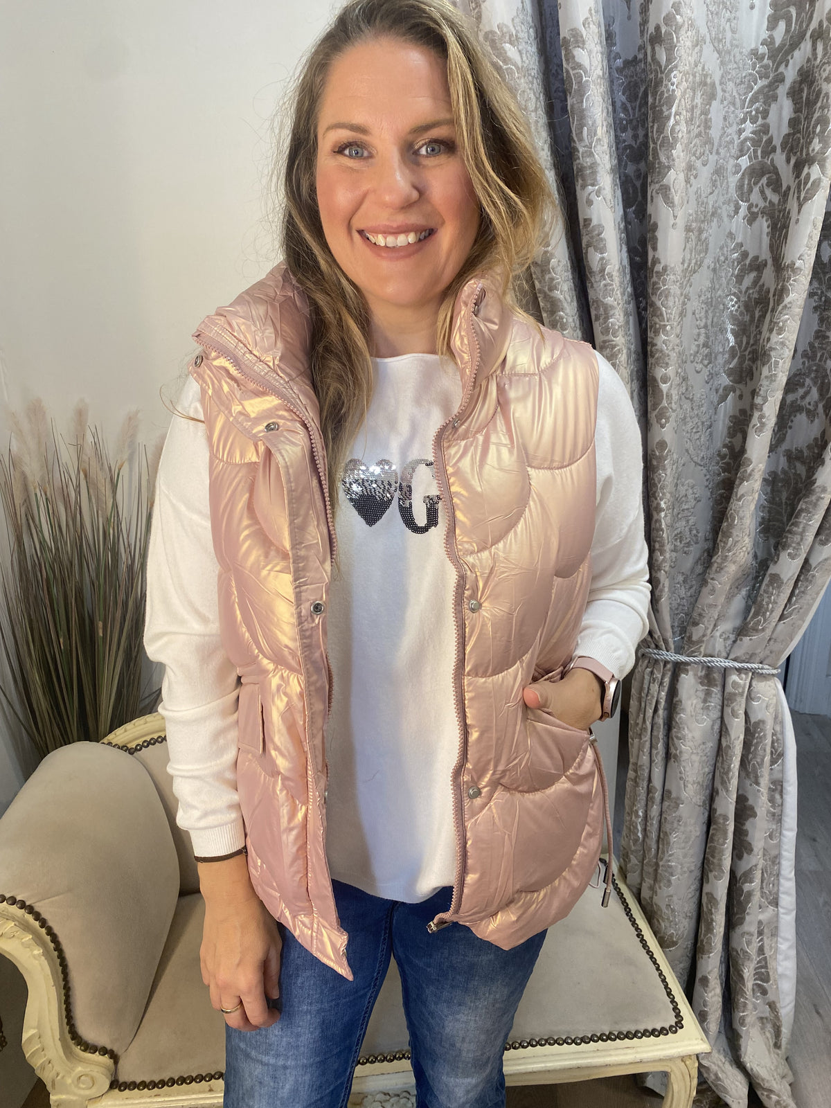 Metallic Gilet - Rose