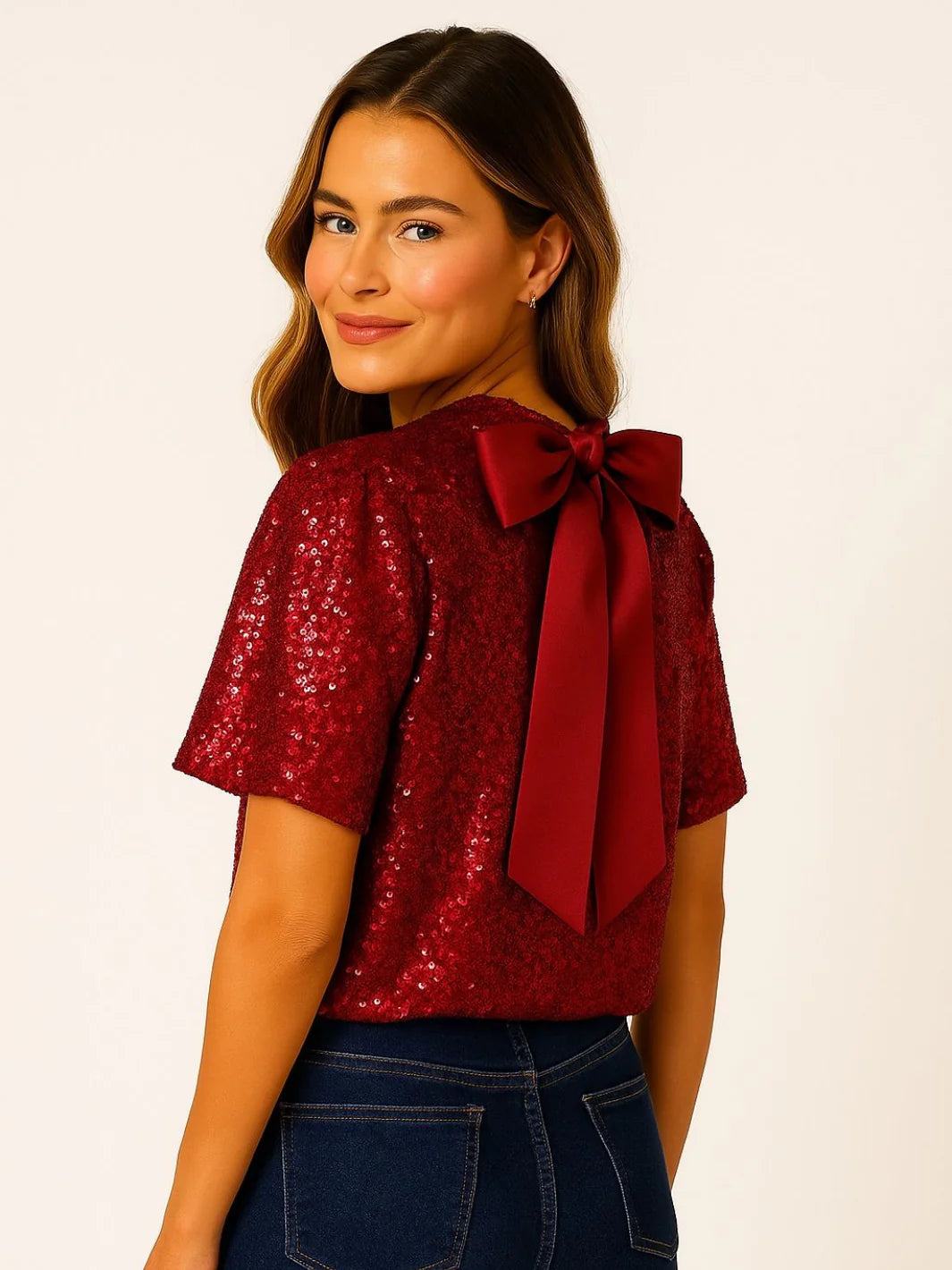KATE & PIPPA Ava Sequin Top - Red