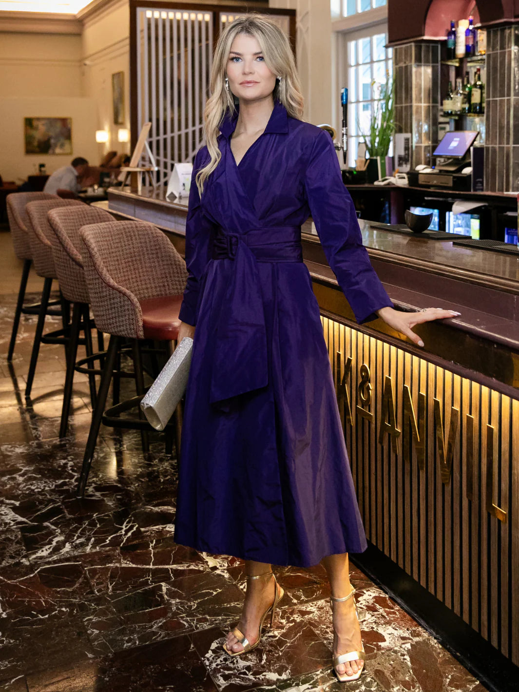 Penelope Taffata Dress - Purple
