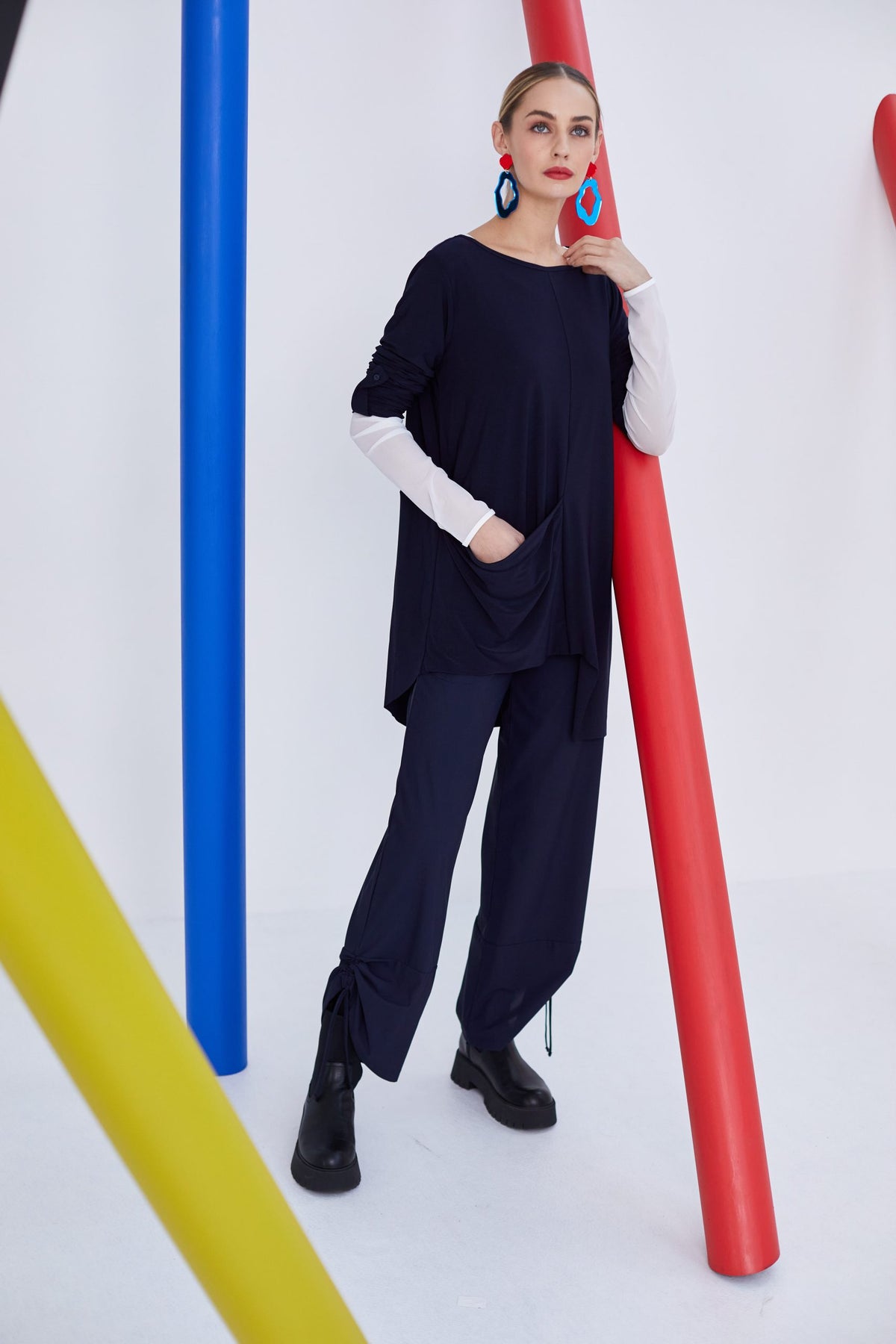 NAYANAW23250 Wide Leg Trouser/string - Black