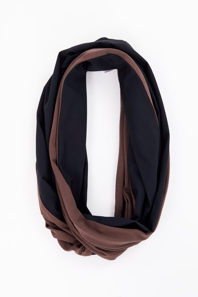 Two tone soft jersey neck scarf-Cocoa/Black