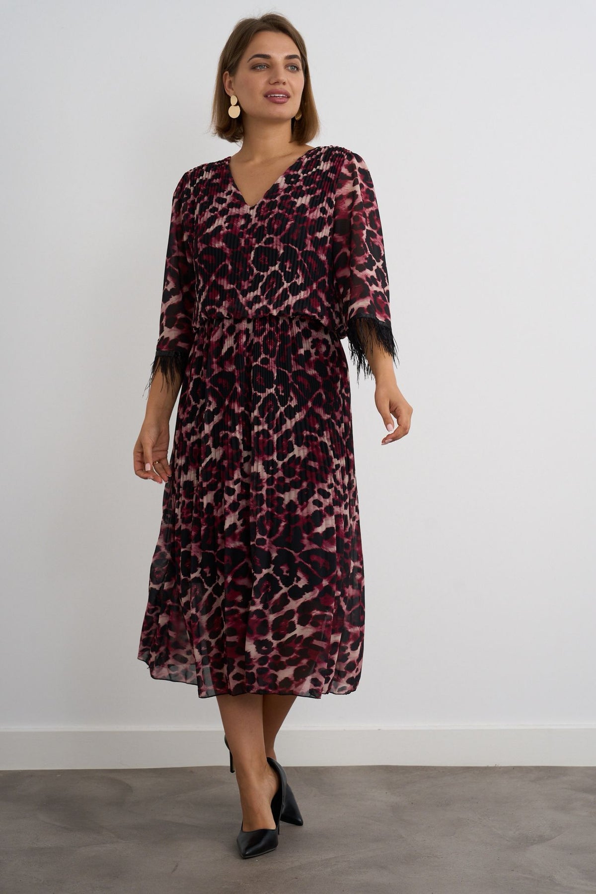 Emma Fringe Dress - Burgundy Print