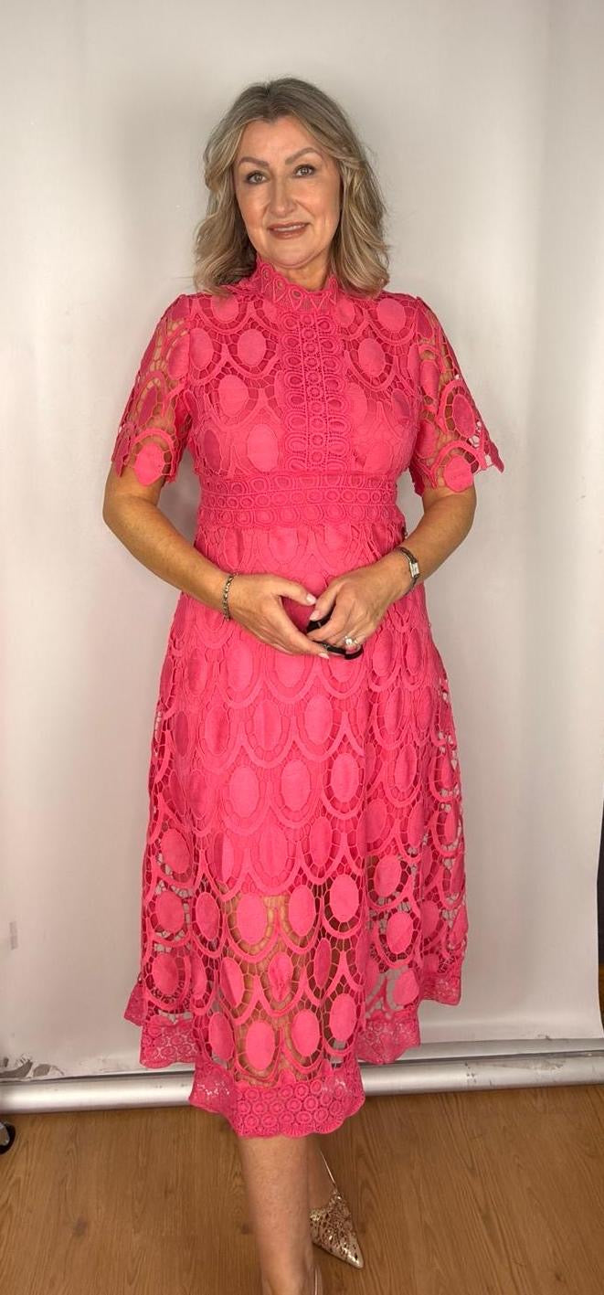 Lace Dress - Cerise