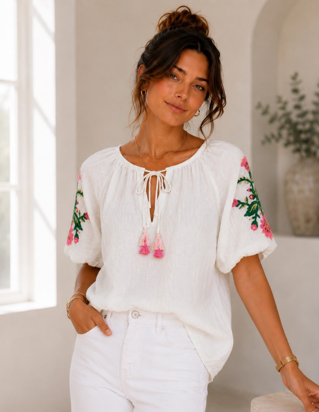 Embroidered Blouse - White
