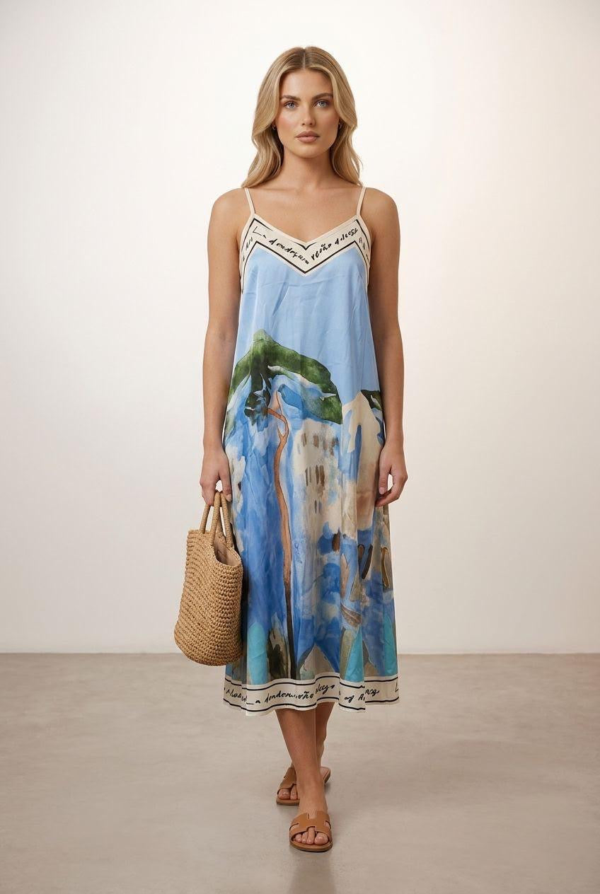 Art Strap Dress - Blue