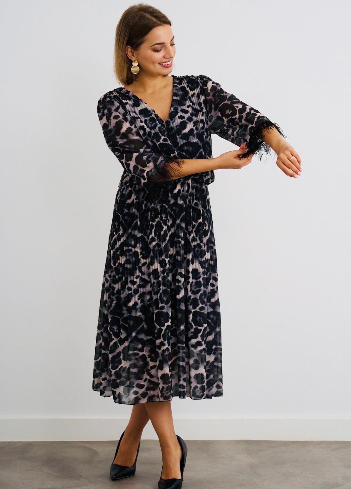 Emma Fringe Dress -Black Print