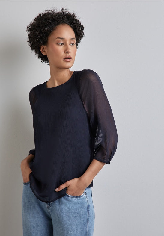 STREET ONE Chiffon Blouse - Night Sky Blue