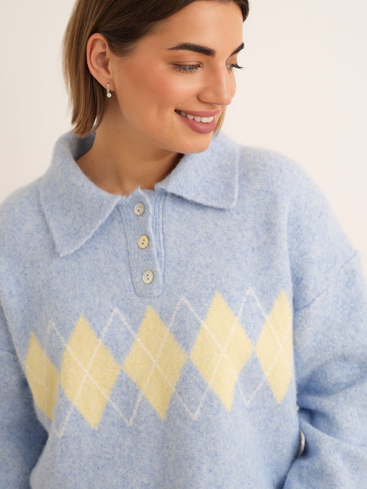 Argyle Polo Knit - Blue