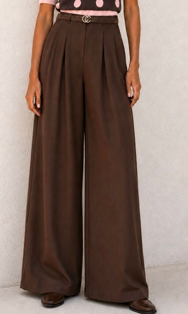 Pleated Trouser - Brown