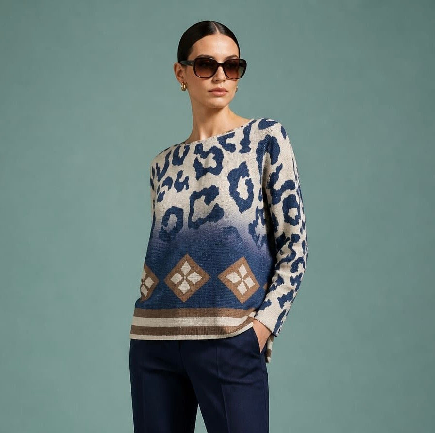 Print Fine Knit - Denim