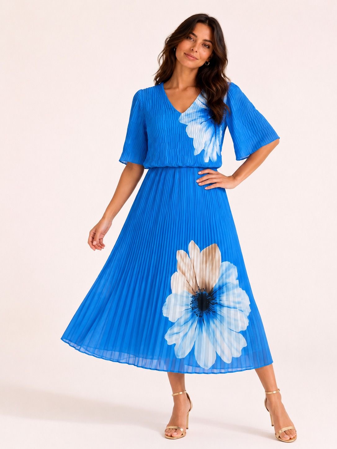 Emma Dress - Flower Print Royal